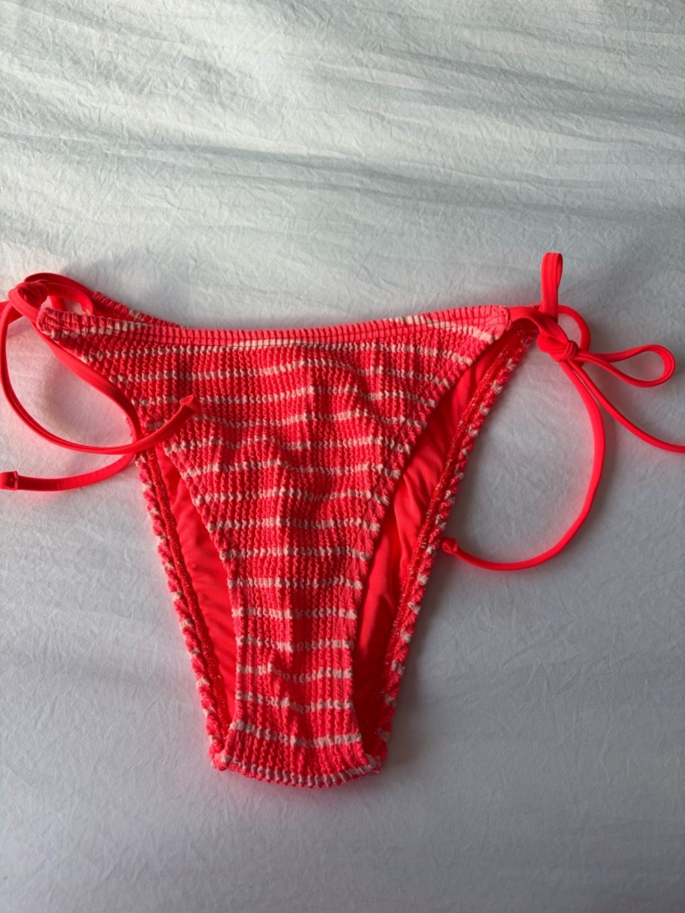 DSG Neon Coral Pink Smocked Bikini Bottoms NWOT